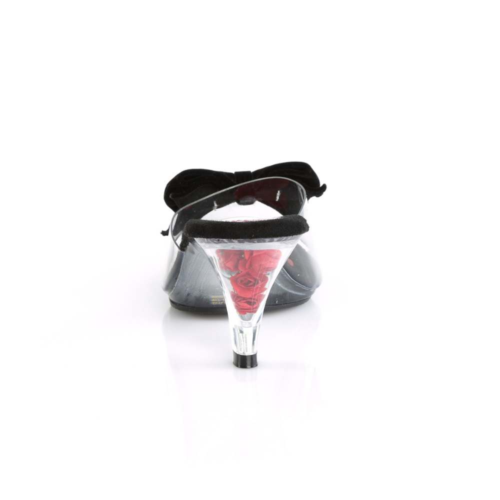 Bow Slide On Clear Mules High Heel Shoes - Picture 3 of 4